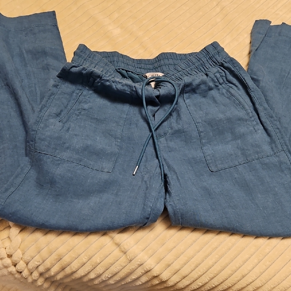 Athleta teal Size 6 Linen Drawstring Pants